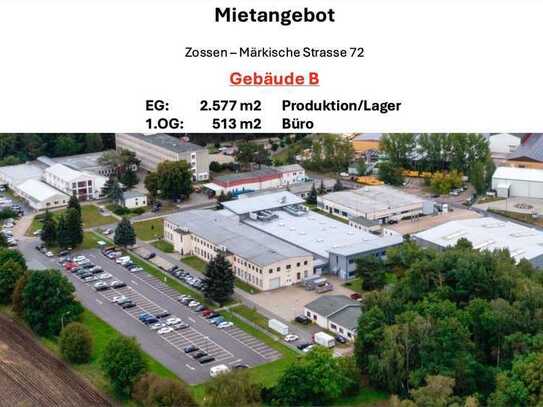 2577m2 moderne Produktionshalle ebenerdig zur Miete !