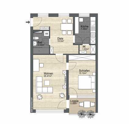 Modernisierte möblierte 2,5 Raum Wohnung in Sendling-Westpark