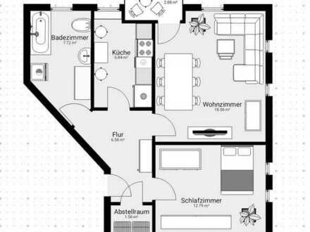 In Laufen: Gepflegte Wohnung mit zwei Zimmern und Balkon