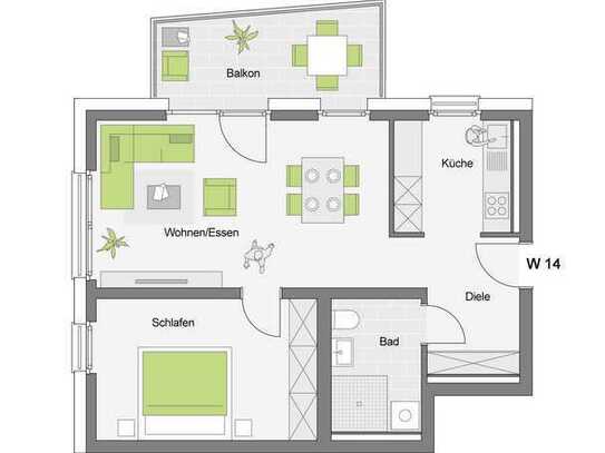 Betreutes Wohnen | 2-Zimmerwohnung im 1. Obergeschoss