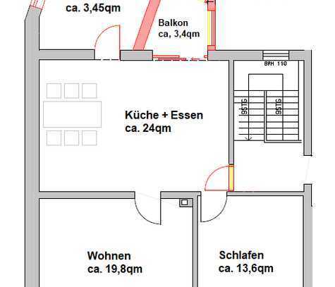 Geschmackvolle, vollständig renovierte 2-Zimmer-Wohnung mit Balkon und Einbauküche in Wiesbaden