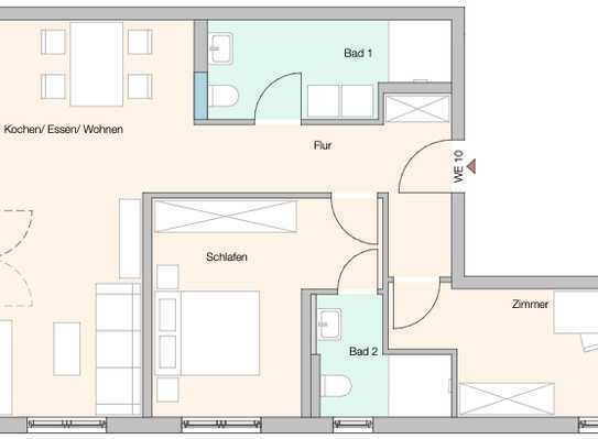 Schöne 3-Zimmer-Wohnung im Neubau mit Loggia zum Erstbezug (4-10)