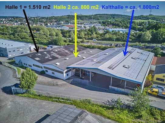 2300 m2 Produktionshalle + 1.800 m2 Kalthalle in Asslar zu vermieten