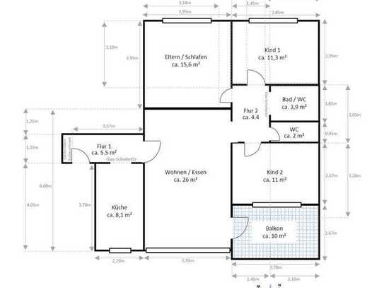 Luxuriöse und geräumige 4-Zimmer-Wohnung mit überdachtem Balkon