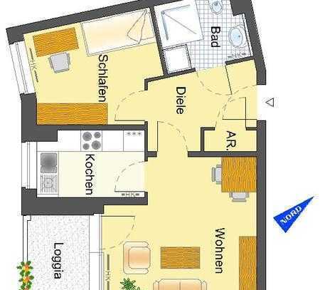 WBS erforderlich! Sehr schöne 2-Zimmer-Wohnung mit Balkon