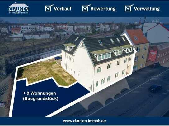 MFH mit 10 Wohnungen aus 2014 + Baugrundstück für 9 weitere Wohnungen in Neumünster
