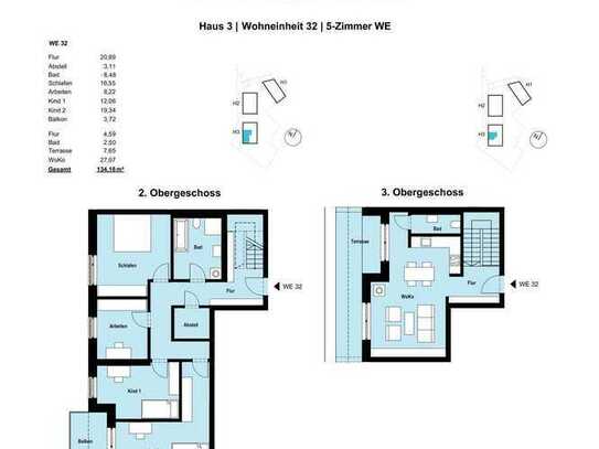 Stilvolle 5-Zimmer-Maisonette-Wohnung mit Dachterrasse und Balkon - WE32, Haus3