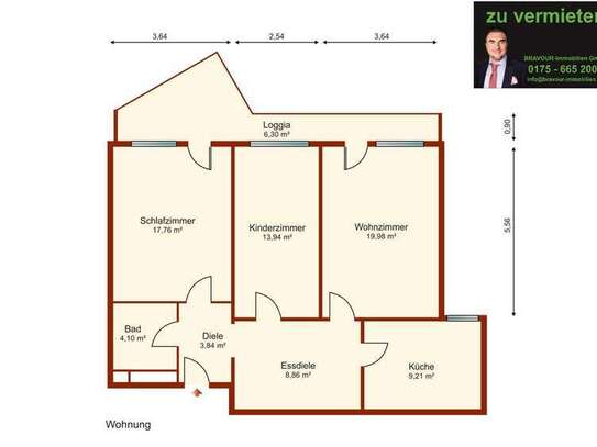 BRAVOUR IMMOBILIEN: Das beste Haus am Platz bietet 3 Zi. in ET 11, mit Einbauküche ab 01.01.2025