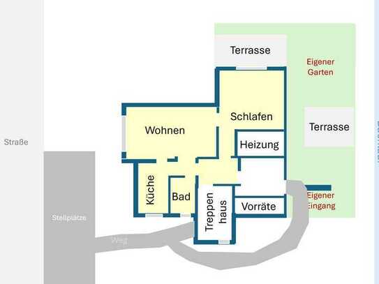 2-Zimmer-Souterrain-Wohnung mit Gartenanteil in Lohmar Krahwinkel