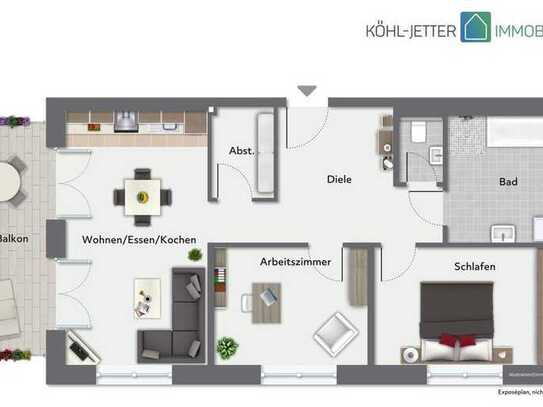 Neubauprojekt - Wohnen am Stutzenweiher! 3-Zi.-Wohnung mit EBK und Balkon