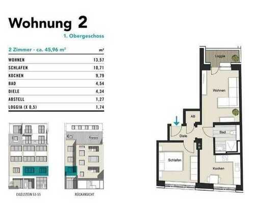 Leben am Eigelstein! Energieeffiziente 2-Zimmer Wohnung mit Balkon - Eigelstein 53-55 / WE 2