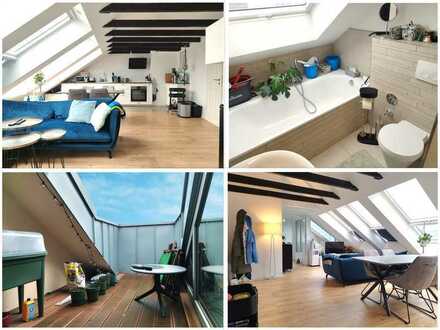 Wohnen mitten auf der Rü! - Moderne Dachgeschoss Wohnung mit Balkon