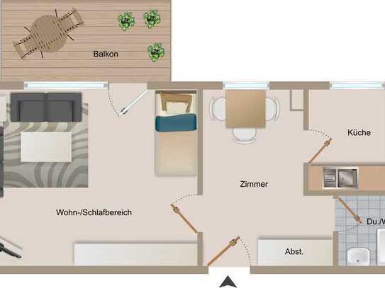 Ideal für Ihre Altersvorsorge: 1,5-Zi.-Apartment Ettlingen