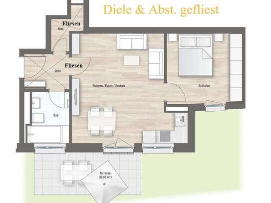 Neuwertige 2 Zimmer EG-Wohnung in Sendling, unmittelbare Nähe zum Harras/U6