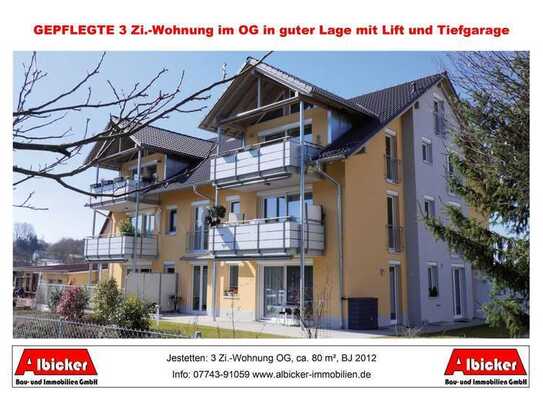 3 Zi.-Wohnung OG mit Balkon, Tiefgarage und Stellplatz, ca. 80 m², BJ 2012