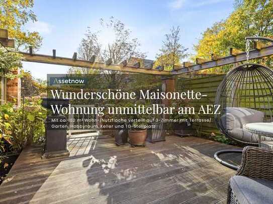 Maisonette-Wohnung über zwei Etagen unmittelbar am AEZ mit Tiefgaragenstellplatz und Terrasse/Garten