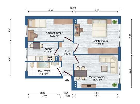 Schöne 3 Zimmer Wohnung zu vermieten.