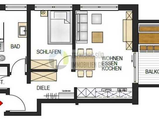 Ideal als Kapitalanlage 2,5-Zimmer Obergeschosswohnung mit Balkon