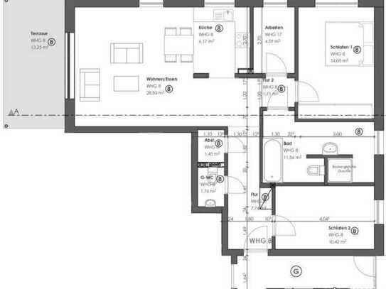 KfW 40 förderfähig WHG 8: Moderne Dreieinhalb-Zimmer-Wohnung mit Garten-nähe Ölpersee