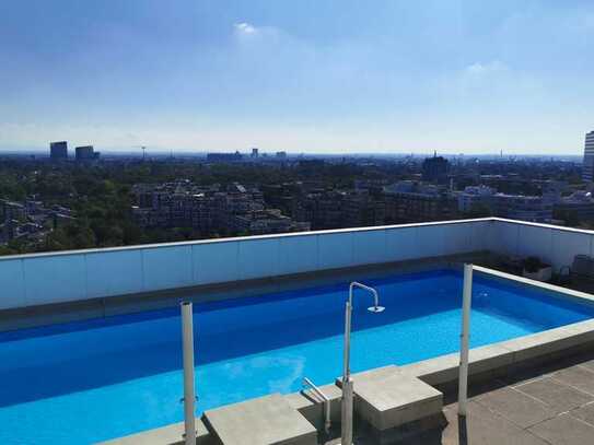 Ⓣ Das urbane Architekten-Loft. Sonnenaufgänge & Abendstimmung. Pool & Privatsauna mit Alpenblick.