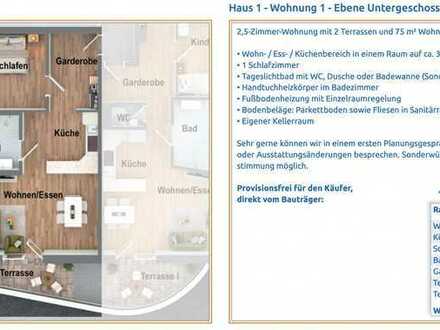 Sonnige 2,5-Zimmer-Wohnung mit 2 Terrassen und 75 m² Wohnfläche!