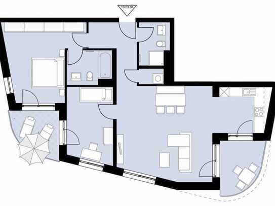 3 Zimmer Wohnung mit 2 Balkonen, Südausrichtung, mit EBK