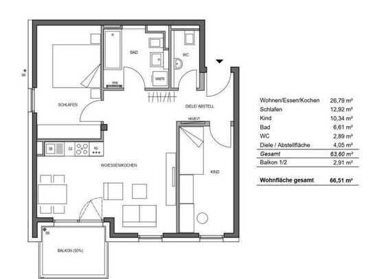 Erstbezug, Neubau mit Balkon und Einbauküche: Geschmackvolle 3-Raum-Wohnung . 3Jahre befristet