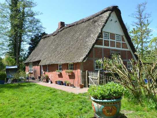 Schönes Reetdachhaus in sehr schöner Lage mit tollem Garten u. eigenem Wald!