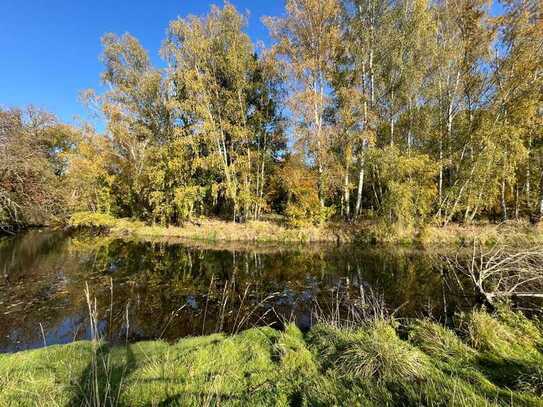 Einmalige Lage: Grundstück direkt am Fluss, Blick ins Naturschutzgebiet