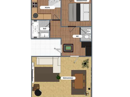 Helle 2-Zimmer-Wohnung mit Dachterrasse – frisch saniert!