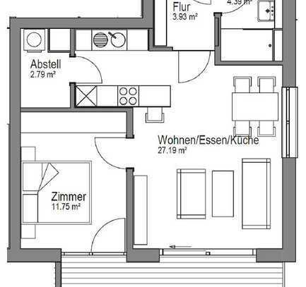 2-Zimmer-Wohnung | Obergeschoss | barrierefrei mit Aufzug | überdachter Balkon | Tiefgarage | NEUBAU