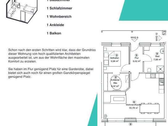 Erstbezug mit Balkon und EBK: Geschmackvolle 2,5-Zimmer-Wohnung mit lux. Innenausstattung