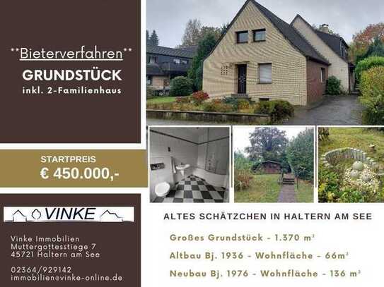 **Im Bieterverfahren**; sehr gute Lage von Haltern am See, freist. Zweifamilienhaus, 1370 m² Grund