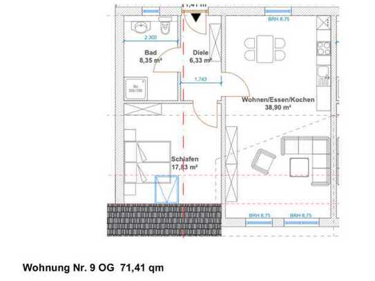 Erstbezug:Schöne 2-Zimmer-Dachgeschosswohnung-gehobener Innenausstattung-2000€ prämie für Küche inkl