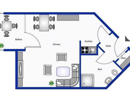 Modernisierte 1-Zimmer-DG-Wohnung mit Balkon in gepflegter Wohnanlage in Büdingen