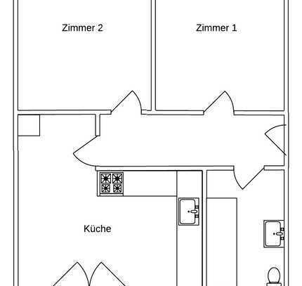 1 Zimmer (teilmöbliert) in 2-Zimmer-WG mit EBK, Waschmaschine