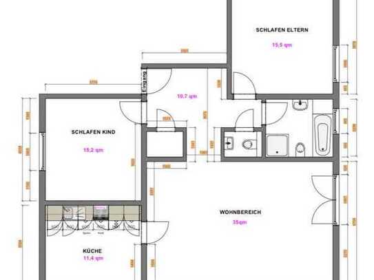 Erstbezug mit Balkon und Einbauküche: Attraktive 3-Zimmer-Wohnung mit geh. Innenausstattung