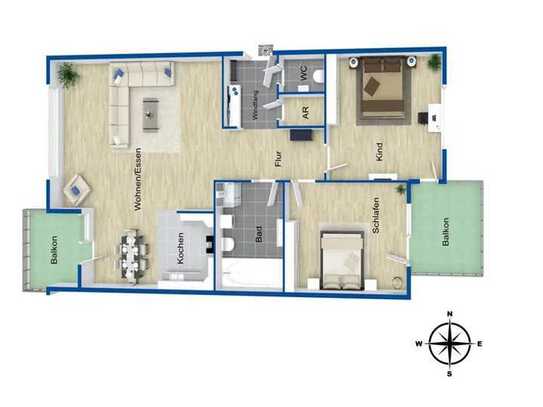 Jahr 2020 Wohnung mit Balkon, Loggia, EBK, Solar, Carport u.v.m. in zentraler Lage