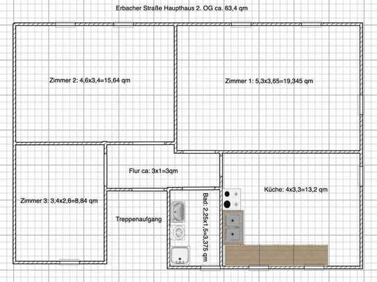 WG-geeignete 3-Zimmer-Wohnung im Herzen von Roßdorf