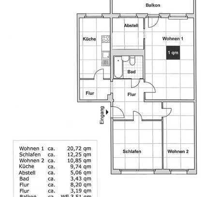 Schöne 3,5-Zimmerwohnung, große Küche mit Fenster!