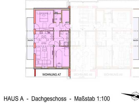 Schöne und neuwertige 3-Raum-Dachgeschosswohnung mit geh. Innenausstattung mit Balkon in Halfing