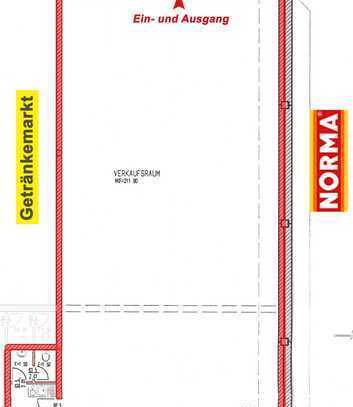 222 m² große attraktive Einzelhandelsfläche zwischen NORMA-Filiale und Getränkemarkt zu vermieten