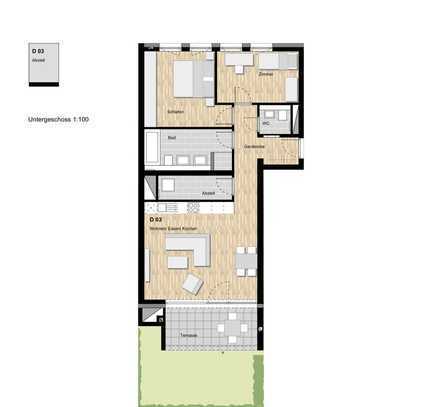 3-Zimmer Wohnung mit Terrasse und Garten