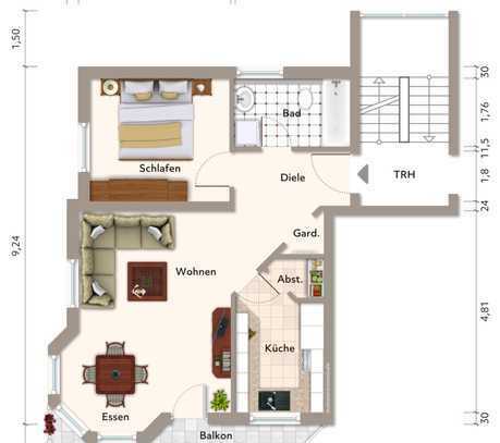 Helle 2,5-Zimmer-Wohnung mit Einbauküche, Balkon, Garage und Stellplatz in Pforzheim (Arlinger)
