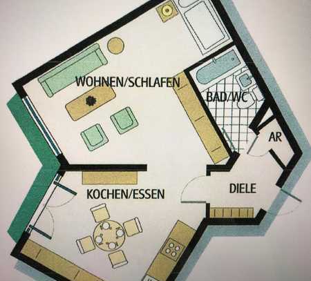 Freundliche, helle und praktische 1,5 Zi-Wohnung in begehrter Wohnlage "Wohnen im Park", Poststr