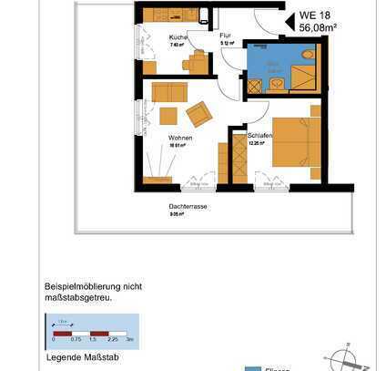 **Erstbezug** 2-Zimmerwohnung mit Dachterrasse zum 16.10.2024!