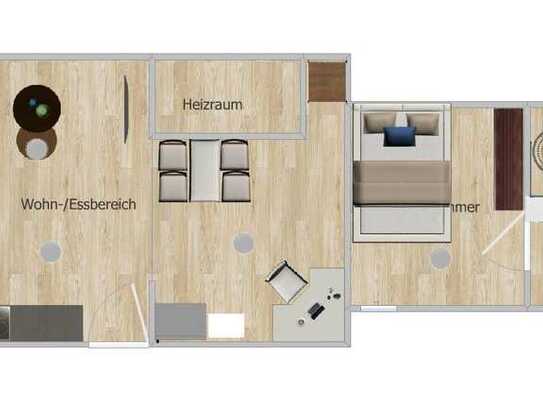 Erstbezug: frisch sanierte 2-Zimmer-Wohnung mit EBK, teilmöbiliert im Herzen von Steinfeld