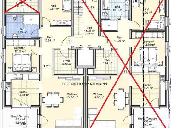 Erstbezug, 3-Zimmer-EG-Wohnung mit Terrasse, KFW 40 Standard