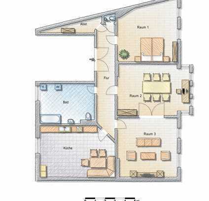 Neben Klinikum mit Gartengrundstück und Stellplatz! 3-Raum-Wohnung in Schönebeck (Elbe)