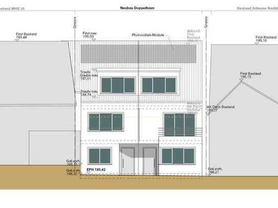 Grundstück mit Baugenehmigung zum Neubau eines Doppelhauses mit Carport